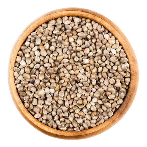 Hemp seeds in a bowl on white background — Stock Photo, Image