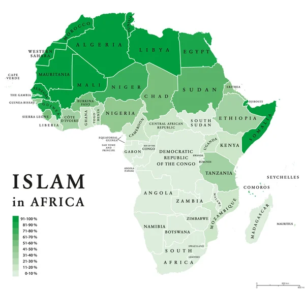 Islam en África mapa político — Archivo Imágenes Vectoriales