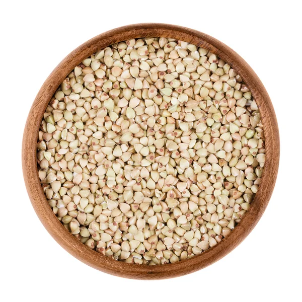 Buckwheat in a bowl on white background — Stock Photo, Image