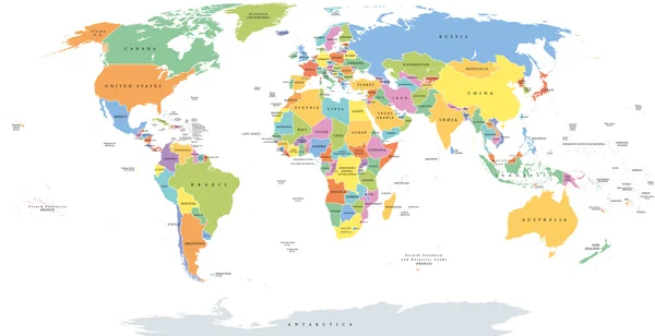 Jednotný svět uvádí politická mapa — Stockový vektor