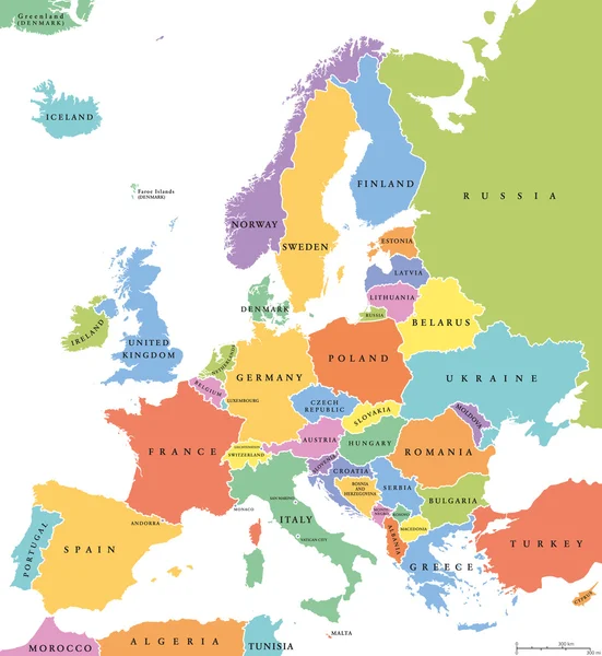 Europa Einzelstaaten politische Landkarte — Stockvektor