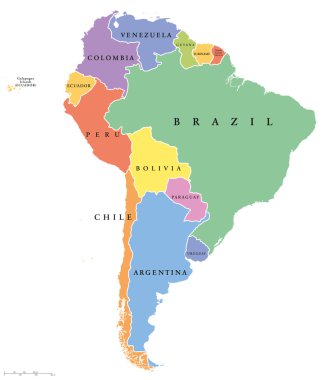 Güney Amerika tek siyasi harita devletler