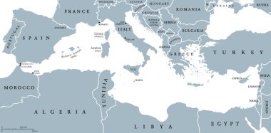 Akdeniz bölge ülkeleri Haritası