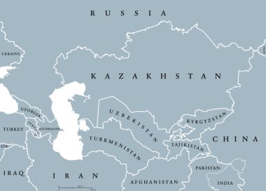 Kafkasya ve Orta Asya ülkeleri siyasi harita
