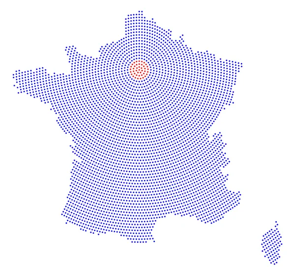 France map radial dot pattern — Stock Vector