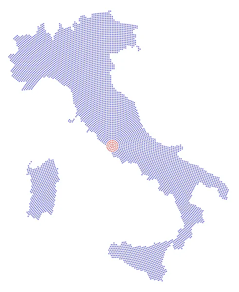 Italia mappa radiale modello a punti — Vettoriale Stock