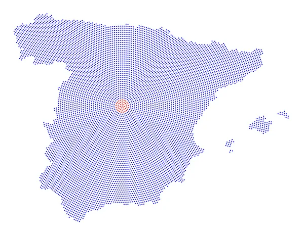 España mapa patrón de puntos radiales — Vector de stock