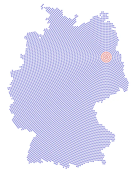 Deutschland karte radiales punktmuster — Stockvektor