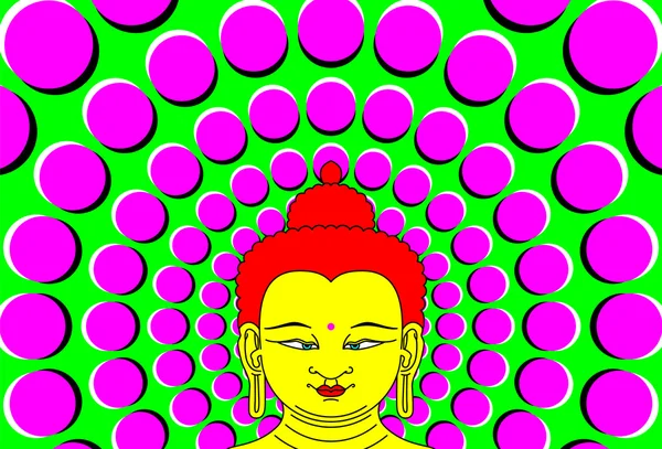 Buda psicodélico con un fondo en movimiento — Vector de stock