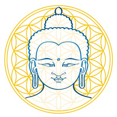 Buddha ve Flower of Life illüstrasyon