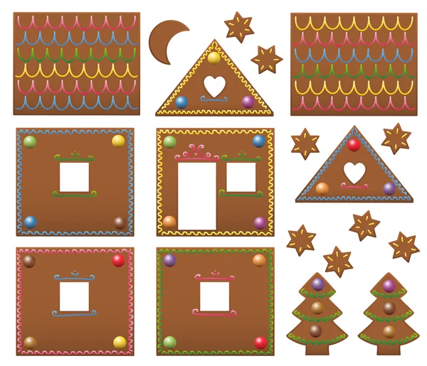 Gingerbread House Candies Model Template — Stock Vector