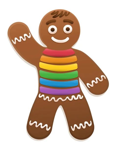 Gay Hombre Jengibre Ondeando Galleta Navidad Lindo Dulce Con Bandera — Archivo Imágenes Vectoriales