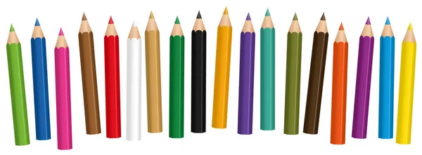 Crayons Courts Couleurs Mélangées Ensemble Crayons Pour Bébés Disposés Lâchement — Image vectorielle