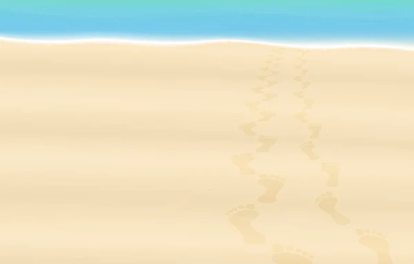 Следы Песке Любовной Пары Песчаный Пляж Отпечатками Ног Сторону Холодного — стоковый вектор
