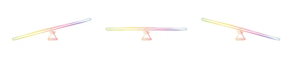 Ισορροπία Seesaw Σύμβολα Εύκολο Πολύχρωμο Παστέλ Χρώμα Στυλ Ισορροπημένη Και — Διανυσματικό Αρχείο