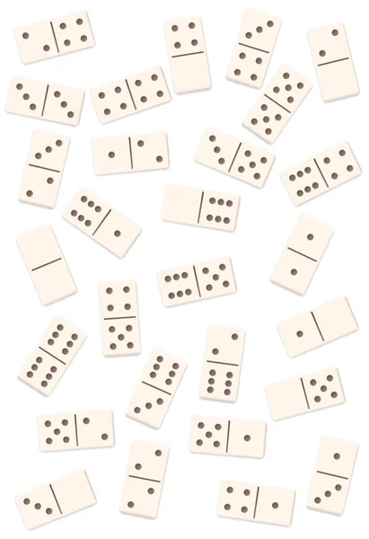 Scattered Dominos Shuffled Mixed Loosely Arranged Messy Set White Tiles — Stock Vector