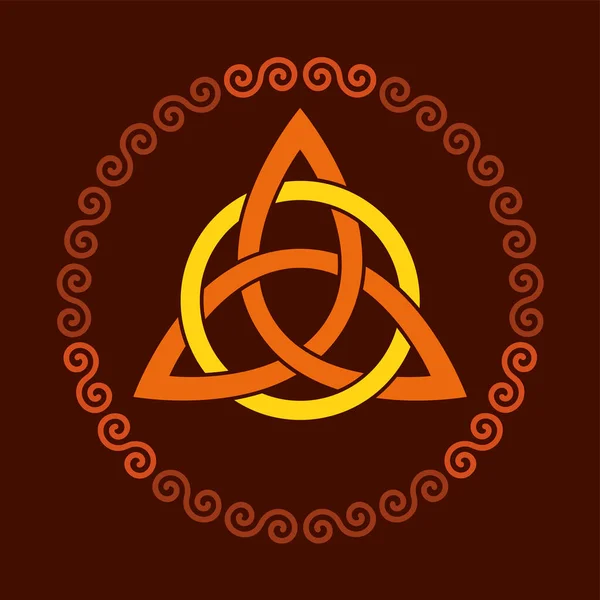 Цветные Трикветры Кругом Внутри Круговой Спирали Треугольный Кельтский Узел Фигура — стоковый вектор