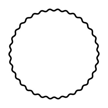 Siyah yuvarlak bir çerçeve oluşturan cesur ve dalgalı bir çizgi. Çember çerçeve, siyah yılan çizgisi tarafından yapılmış. Yılan gibi dairesel çerçeve, dekoratif bir çerçeve. Beyaz arka planda izole bir illüstrasyon. Vektör.