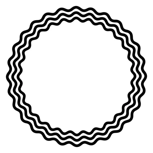 Three Bold Wavy Lines Forming Black Circle Frame Circle Frame — Stock Vector