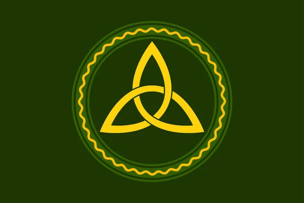 Triquetra Couleur Jaune Noeud Triangle Celtique Dans Cadre Cercle Vert — Image vectorielle