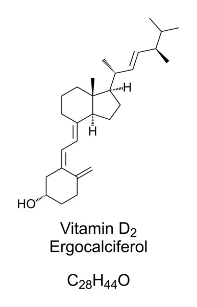 Vitamiini Ergokalsiferoli Kemiallinen Rakenne Löytyi Ruoasta Sitä Käytetään Ravintolisänä Vitamiinin — vektorikuva