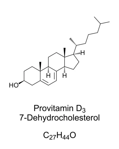 Provitamínová Forma Vitamínu Chemická Struktura Kosterní Vzorec Dehydrocholesterol Dhc Zoosterol — Stockový vektor