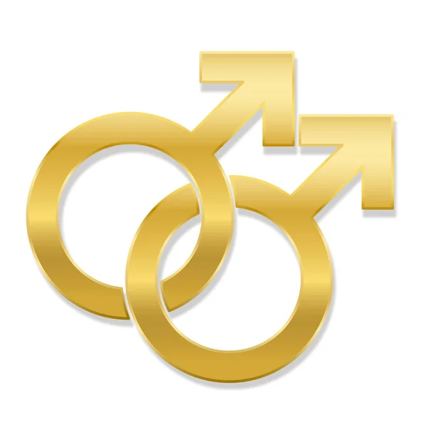 Homosexuell Liebe Symbol Goldenes Emblem Stil Isolierte Vektor Logo Illustration — Stockvektor