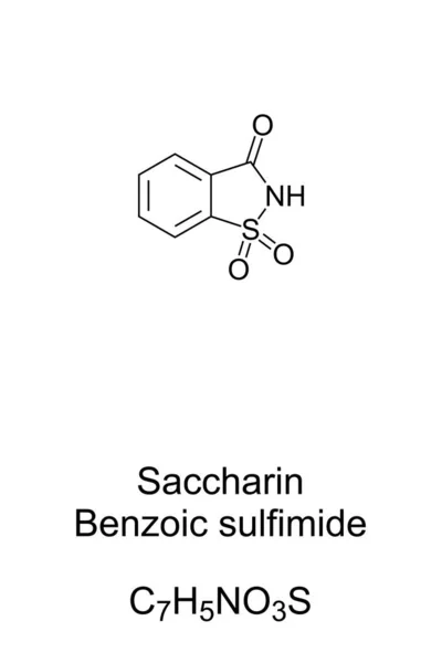 Sacarina Sulfuro Benzoico Fórmula Química Estructura Esquelética Edulcorante Artificial Sin — Archivo Imágenes Vectoriales