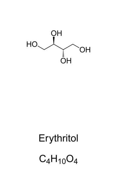 Erytritol Chemický Vzorec Struktura Kostry Cukerný Alkohol Náhražka Cukru Potravinářské — Stockový vektor
