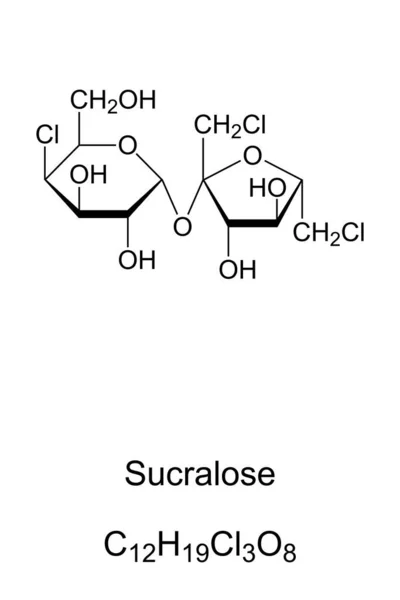 Sucralosa Fórmula Química Estructura Esquelética Edulcorante Artificial Sustituto Del Azúcar — Archivo Imágenes Vectoriales