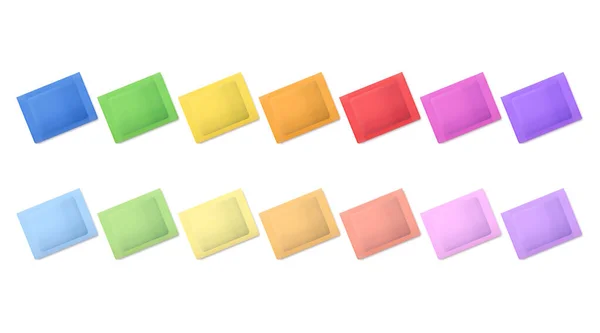 虹色のパケット 鮮やかな色のポーチのセットと 柔らかいトーンで別のセット 多色の小さな袋は 食品や消費財の単一使用量を含むように イラスト ベクトル — ストックベクタ