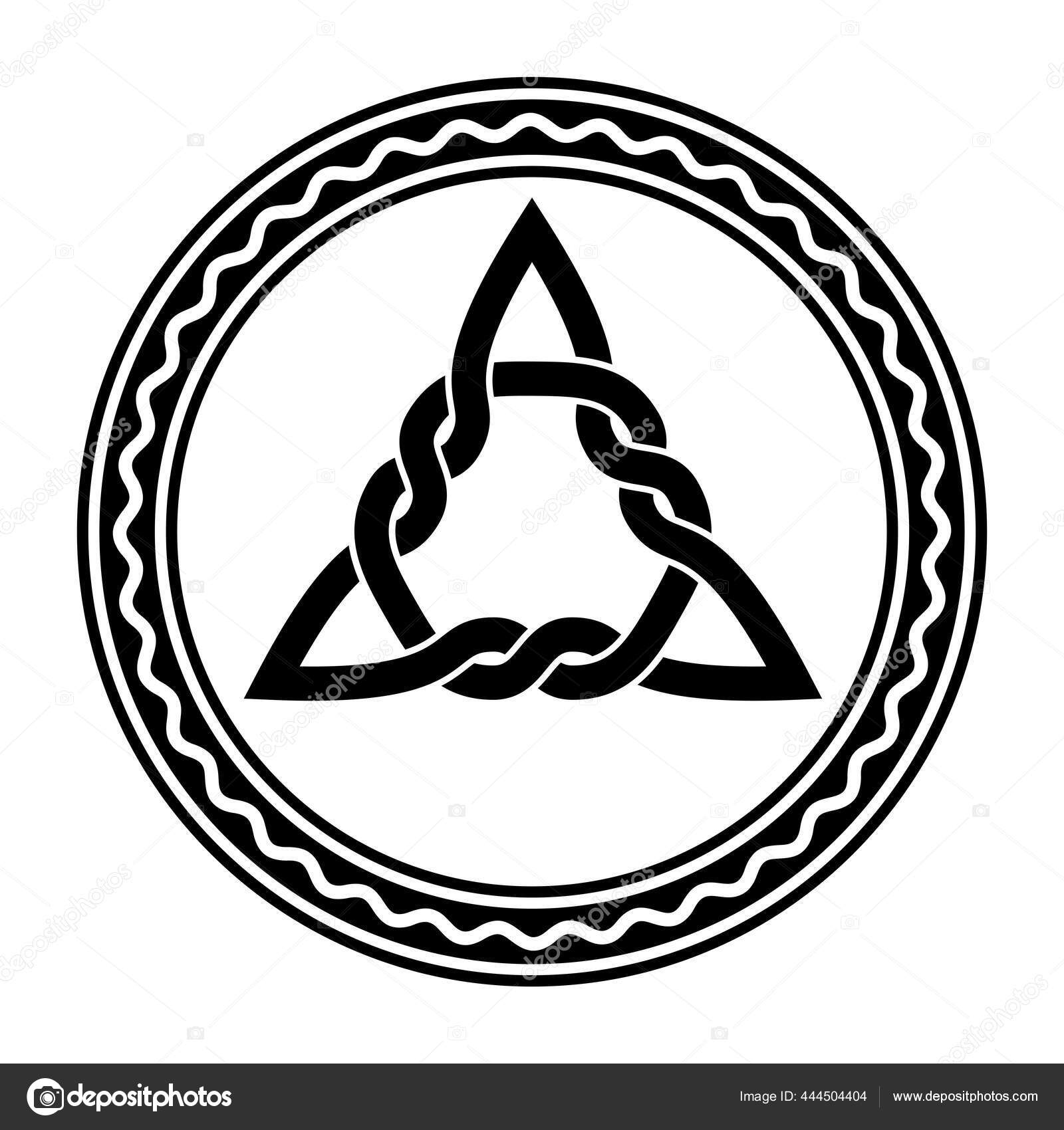 Sammanvävd Triquetra Keltisk Knut Cirkel Ram Med Vit Vågig Linje —  stockvektor av ©Furian 444504404, image size:1600x1700