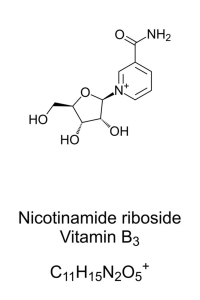 Nicotinamid Ribosid Kemisk Struktur Skelet Formel Sr647 Pyridinnukleosid Svarende Til – Stock-vektor