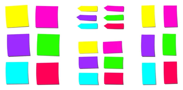 Notas Pegajosas Coloridas Néon Formas Diferentes Com Cores Fluorescentes Brilhantes — Vetor de Stock