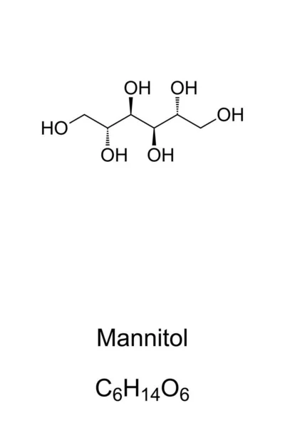 Manitol Fórmula Química Estructura Esquelética Manitol Manita Azúcar Maná Isomero — Archivo Imágenes Vectoriales