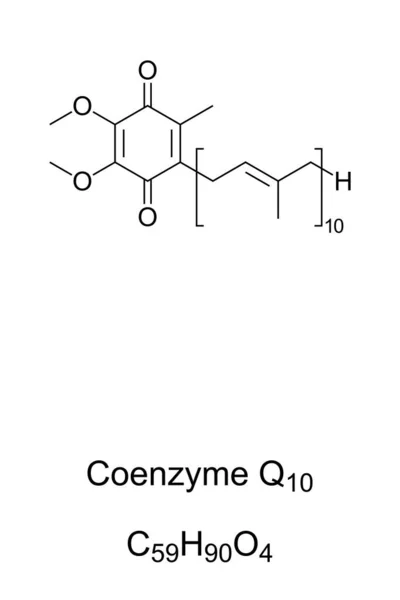 Coenzima Q10 También Ubiquinona Fórmula Química Estructura Esquelética Forma Más — Archivo Imágenes Vectoriales