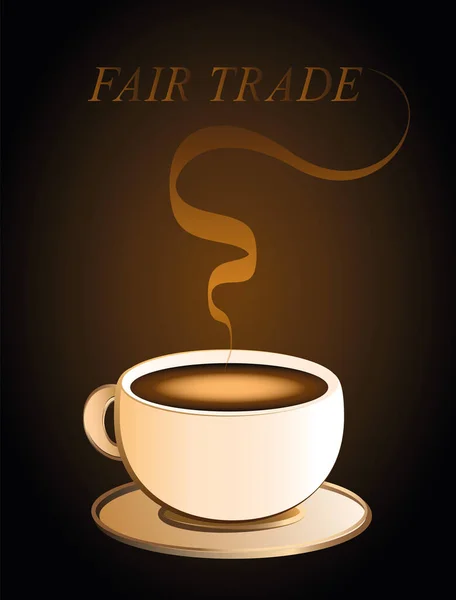 Café Équitable Avec Arôme Texte Fair Trade Illustration Vectorielle Sur — Image vectorielle