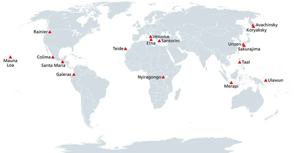 Mapa Los Volcanes Década Volcanes Dignos Estudio Particular Historia Erupciones — Archivo Imágenes Vectoriales