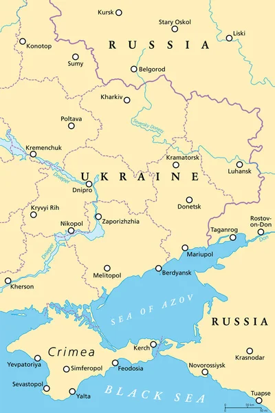 Carte Politique Ukraine Orientale Crimée Une Péninsule Sur Côte Mer — Image vectorielle