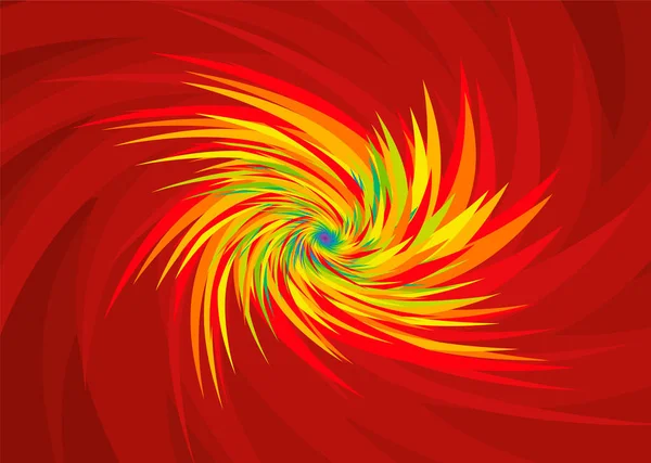 Pic Rouge Pointilleux Plumes Épine Feu Sauvage Spirale Fond Explosif — Image vectorielle