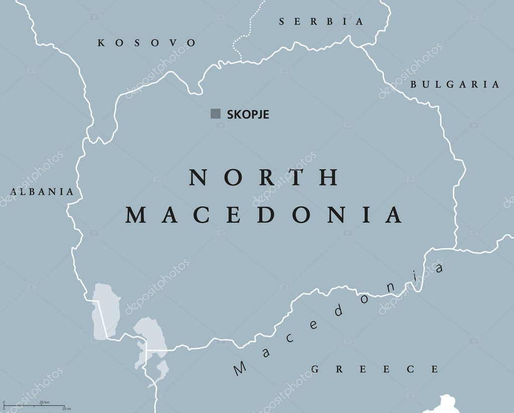 North Macedonia Gray Political Map With Its Capital Skopje Republic And Landlocked Country In Southeast Europe Former Yugoslav Republic Of Macedonia Fyrom Renamed In 19 Illustration Vector Premium Vector In Adobe