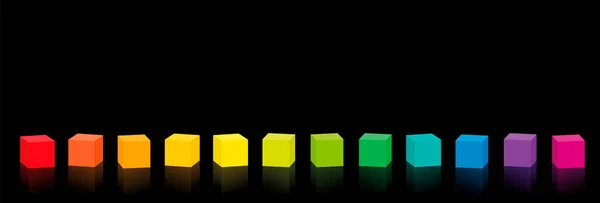 Kleurrijke Blokjes Set Van Kleurrijke Blokjes Een Regenboogkleurige Rij Geïsoleerde — Stockvector
