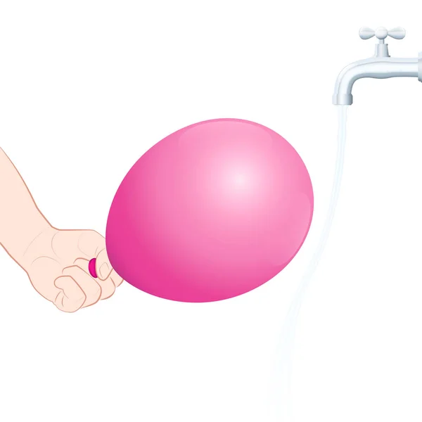 Das Biegen Von Wasser Das Durch Einen Geladenen Ballon Verursacht — Stockvektor