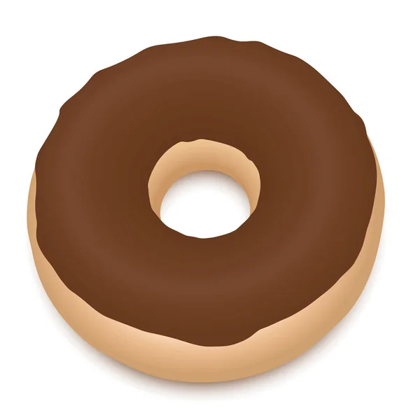 Donut Chocolate Com Esmalte Marrom Escuro Ilustração Vetor Isolado Gostoso — Vetor de Stock