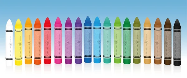 Cire Pastel Crayons Pastels Huile Ensemble Couleur Arc Ciel Illustration — Image vectorielle