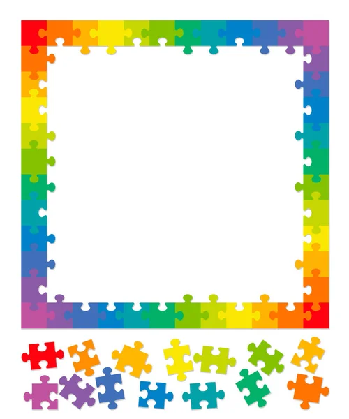 Puzzle Frame Rainbow Colored Framework Symbol Planning Structuring Shaping Ones — Stock Vector