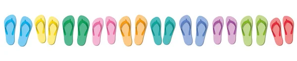 Chanclas Coloridas Diez Pares Sandalias Goma Colores Simbólicas Para Viajes — Vector de stock