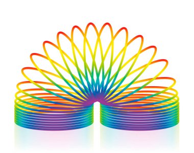 Spiral spring toy, rainbow colored item. Isolated vector illustration on white background. clipart