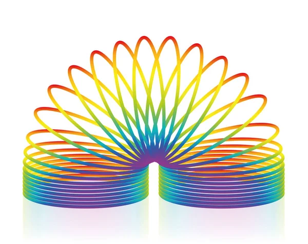 Spiral Spring Toy Rainbow Colored Item Isolated Vector Illustration White — Stock Vector