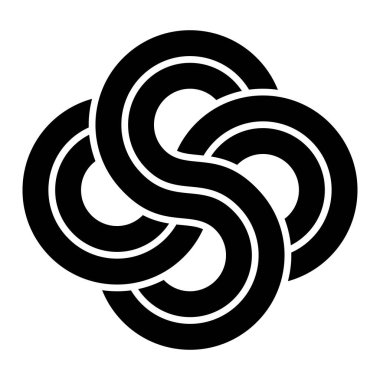 Sekizlik şekil şeklinde ters kurdeleler kesişiyor ve kesişiyor, meditasyon sembolü ve mandala oluşturuyor. Eylül 2020 'de İngiltere' de bulunan bir ekin çemberinden modellenmiş. İllüzyon. Vektör.